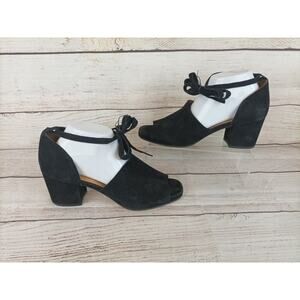 HUDSON LONDON Sz 40 (9) UK3 Black Suede Metta City Wrap Heels Sandals